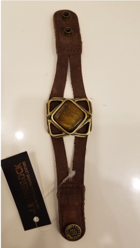 Tiger Eye Brown Leather Cuff