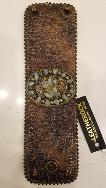 BeJeweled Brown Textured Leather Cuff